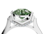 Platinum Fancy Green Round Cut Brilliant Solitaire Diamond Ring with Channel Set Band and Bar Prong Setting_10