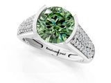 Platinum Fancy Green Round Cut Cut Diamond Channel Set Pave Band with Tension Prong Setting_7