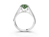 Platinum Fancy Green Round Cut Cut Diamond Channel Set Pave Band with Tension Prong Setting_9