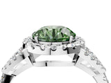 Platinum Fancy Green Round Cut Cut Diamond Halo Engagement Ring with Open Split Pavé Band_16