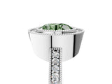 Platinum Fancy Green Round Cut-Cut Diamond Halo Engagement Ring with Pave Band and Prong Setting_17