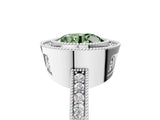 Platinum Fancy Green Round Cut Cut Halo Pavé Diamond Ring_11