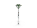 Platinum Fancy Green Round Cut Diamond Brilliant Solitaire Ring with Pavé Band and Four-Prong Setting_51