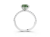 Platinum Fancy Green Round Cut Diamond Brilliant Solitaire Ring with Pavé Band and Four-Prong Setting_52
