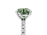 Platinum Fancy Green Round Cut Diamond Brilliant Solitaire Ring with Pavé Band and Four-Prong Setting_54