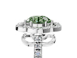 Platinum Fancy Green Round Cut Diamond Floral Halo Split Shank Prong Setting Ring_29