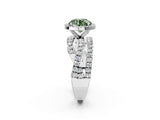 Platinum Fancy Green Round Cut Diamond Halo Ring with Round Split Shank and Prong Setting_14