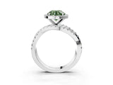 Platinum Fancy Green Round Cut Diamond Halo Ring with Round Split Shank and Prong Setting_15