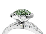 Platinum Fancy Green Round Cut Diamond Halo Ring with Round Split Shank and Prong Setting_16