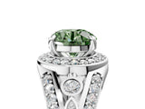 Platinum Fancy Green Round Cut Diamond Halo Ring with Split Shank and Bezel Accents and Four-Prong Setting_11