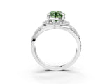 Platinum Fancy Green Round Cut Diamond Halo Ring with Split Shank and Bezel Accents and Four-Prong Setting_9