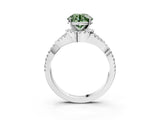 Platinum Fancy Green Round Cut Diamond  Halo Twist Band Solitaire Prong Setting Ring_21