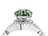 Platinum Fancy Green Round Cut Diamond  Halo Twist Band Solitaire Prong Setting Ring_22