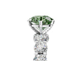 Platinum Fancy Green Round Cut Diamond Side Stone Engagement Ring with Four-Prong Setting_17