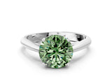Platinum Fancy Green Round Cut Diamond Solitaire Engagement Ring with Cathedral Setting and Four-Prong Mount_12