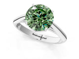 Platinum Fancy Green Round Cut Diamond Solitaire Engagement Ring with Cathedral Setting and Four-Prong Mount_13