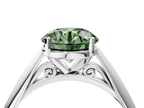 Platinum Fancy Green Round Cut Diamond Solitaire Engagement Ring with Cathedral Setting and Four-Prong Mount_16