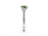 Platinum Fancy Green Round Cut Diamond Solitaire Pavé Engagement Ring with Round Band and Prong Setting_4