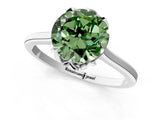 Platinum Fancy Green Round Cut Diamond Solitaire Ring with Flower Prong Setting and Classic Band_13