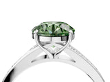 Platinum Fancy Green Round Cut Diamond Solitaire Ring with Pavé Band and Prong Setting_28