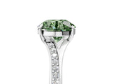 Platinum Fancy Green Round Cut Diamond Solitaire Ring with Pavé Band and Prong Setting_29