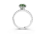 Platinum Fancy Green Round Cut Diamond Solitaire Ring with Round  Pavé Band and Four-Prong Setting_15
