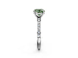 Platinum Fancy Green Round  Cut Diamond Solitaire with Pave Band and Four-Prong Setting 2