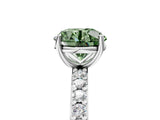 Platinum Fancy Green Round  Cut Diamond Solitaire with Pave Band and Four-Prong Setting 5
