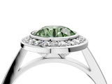 Platinum Fancy Green Round Cut Halo Bezel Diamond Pave Band Ring_10