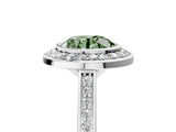 Platinum Fancy Green Round Cut Halo Bezel Diamond Pave Band Ring_11