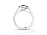 Platinum Fancy Green Round Cut Halo Bezel Diamond Pave Band Ring_9