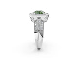 Platinum Fancy Green Round Cut Halo Diamond Engagement Ring with Pave Split Shank and Four-Prong Setting_38