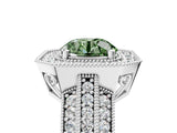 Platinum Fancy Green Round Cut Halo Diamond Engagement Ring with Pave Split Shank and Four-Prong Setting_41