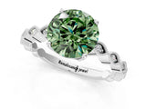 Platinum Fancy Green Round Cut Solitaire Diamond Ring with Infinity Twist Band and Four-Prong Setting_37