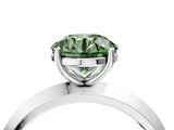 Platinum Fancy Green Round  Cut Solitaire Engagement Ring with Flat Band and Four-Prong Setting 4