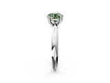 Platinum Fancy Green Round  Cut Solitaire Engagement Ring with Tapered Band and Four-Prong Setting 3