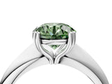 Platinum Fancy Green Round  Cut Solitaire Engagement Ring with Tapered Band and Four-Prong Setting 5