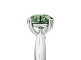 Platinum Fancy Green Round  Cut Solitaire Engagement Ring with Tapered Band and Four-Prong Setting