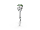 Platinum Fancy Green Round Cut Solitaire Split Shank Pave Diamond Engagement Ring with Four-Prong Setting_86