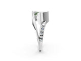 Platinum Fancy Green Round Cut Solitaire Tension-Set Diamond Split Shank Ring_8