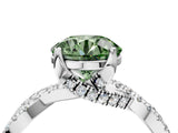 Platinum Fancy Green Round Cut Solitaire Twist Pave Diamond Engagement Ring with Prong Setting_46