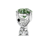 Platinum Fancy Green Round Cut Solitaire Twist Pave Diamond Engagement Ring with Prong Setting_47