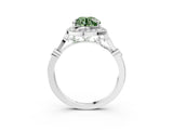 Platinum Fancy Green Round  Halo Diamond Engagement Ring with Twisted Band and Four-Prong Setting 3