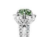 Platinum Fancy Green Round  Halo Diamond Floral Split Shank Engagement Ring 5