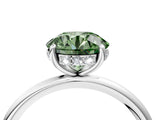 Platinum Fancy Green Round  Solitaire Diamond Ring with a Classic Band and Four-Prong Setting 4