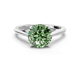 Platinum Fancy Green Round  Solitaire Engagement Ring with Four-Prong Setting and Classic Band 1