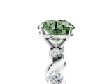 Platinum Fancy Green Round  Solitaire Twisted Band with Prong Setting 5