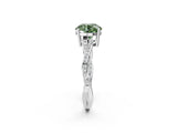 Platinum Fancy Green Round  Solitaire Twisted Pave Diamond Ring with Four-Prong Setting_2
