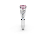 Platinum Fancy Pink Asscher  Brilliant Solitaire with Side Stones on a Pave Band and Four-Prong Setting_14