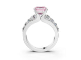 Platinum Fancy Pink Asscher  Brilliant Solitaire with Side Stones on a Pave Band and Four-Prong Setting_15